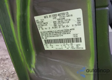 2012 Ford Escape Xlt from USA, damaged, VIN 1FMCU9DG6CKB51376